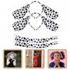 FOMIYES Deguisement Adulte 4 Pièces Chiot Chien Oreilles Bandeau Chien Cerceaux Queue Performance Costume Dalmatien Costume E