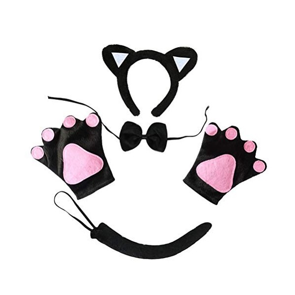 Comtervi Accessoires pour déguisement pour chats – Set de Cosplay de chat, gants de griffe, oreilles de chat, accessoire de d