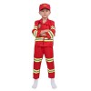 inhzoy Unisexe Enfant Garçon Filles Déguisement Pompier Costume Halloween Carnaval Ensembles 3 Pièces Haut + Pantalon + Chape