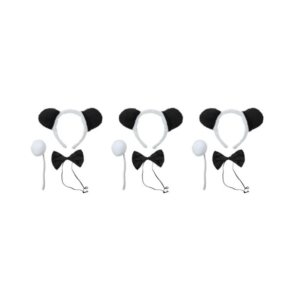 Didiseaon Déguisements DHalloween Bandeau De Dessin Animé À 3 Queues De Lapin Fournitures De Fête Nœud Papillon Pour Enfants