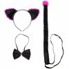 NET TOYS Chat Set de Déguisement de Chat Queue Oreilles et NUD Papillon Rose Noir Panoplie de Chat Déguisement Chat Ensemble