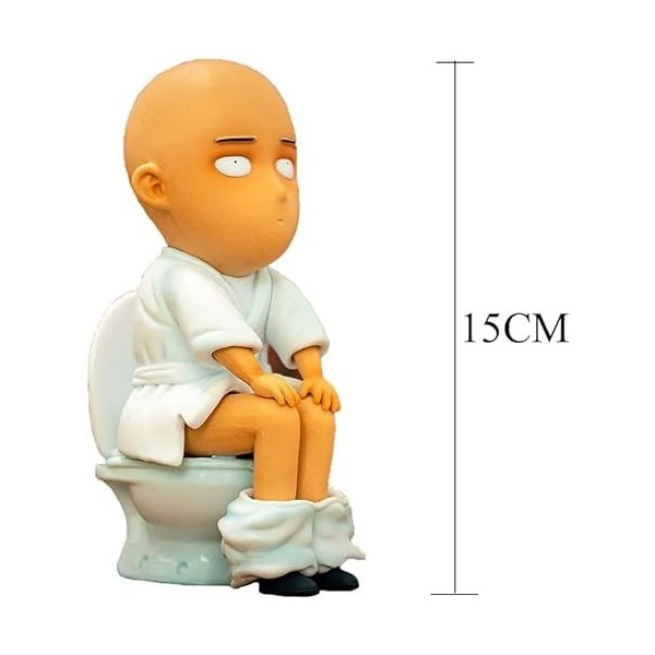 Figurine One Punch Man Saitama Toilettes 15 cm Anime Saitama Sensei Drôle Mignon Figurine Action Figure PVC Statue Modèle Col