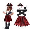 Aomig Costume de pirate pour Fille avec cache-œil de pirate Chapeau bandana jupe Rouge, Pirate Déguisement Accessoires pour H