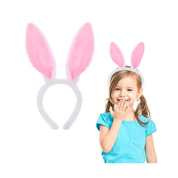 Sibba Serre-tête oreilles de lapin en peluche pour déguisement de Noël, cosplay, anniversaire, Halloween, fête - Accessoire d