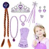 Princesse Accessoires Filles，Déguisement Princesse Fille avec Baguette Magique, Gants, Couronne,Collier,Bracelet, Bague,Boucl