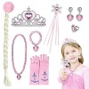 Princesse Accessoires Filles，Déguisement Princesse Fille avec Baguette Magique, Gants, Couronne,Collier,Bracelet, Bague,Boucl