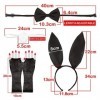 BHGT 4PCS Costume de Lapin Oreilles de Lapin Bandeau Serre-Têtes Queue et Nœud Papillon Gants Longs Résille pour Fête de Pâqu