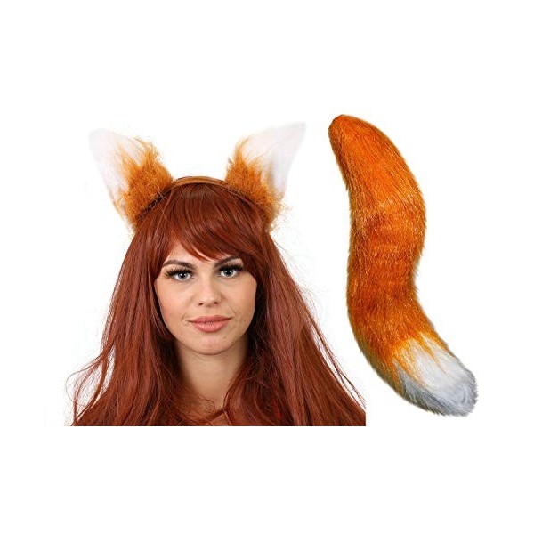 0317QEA9BX4 ILOVEFANCYDRESS Déguisement Accessoires de Renard avec Une Paire doreilles + Une Queue touffue. Ideal pour Les e