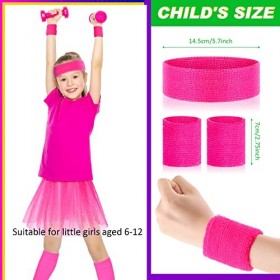 BBTO Déguisement des Années 80 de Fantaisie pour Filles Enfants Accessoires Néon des Années 1980 Set de Jambières Bandeau et 