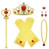 Vicloon Princesse Dress Up Accessoires,7pcs Elsa Cadeau Set pour Costume dElsa -Gants/Diadème/Baguette Magique/Boucles dore