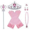 Vicloon Princesse Dress Up Accessoires,7pcs Elsa Cadeau Set pour Costume dElsa -Gants/Diadème/Baguette Magique/Boucles dore