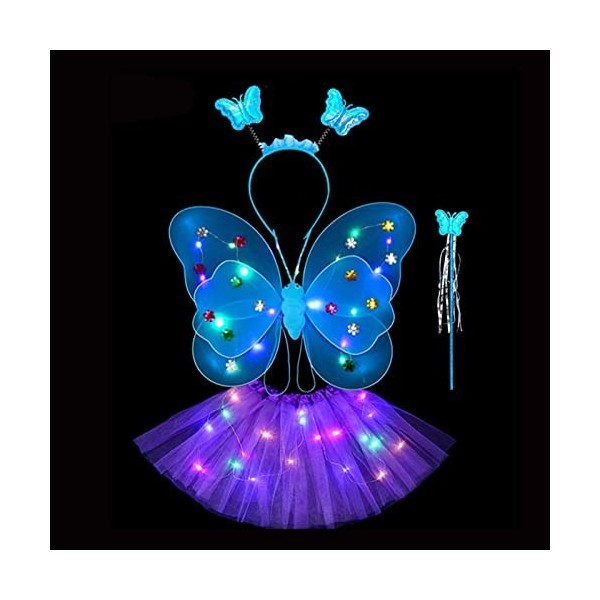 Vecksoy fée pour fille, robe fée avec éclairage LED – Déguisement princesse petite fée pour jeu rôle – Costume lumineux à LED