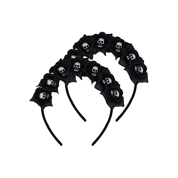 Halloween Hairband Bandeau Mariée Voile Couronne de Fleurs Rose Serre-tête avec Voile Bandeau tête Mariée Zombie Gothique Acc