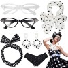 HEAWAA Années 50 Costume Accessoires, 6 PCS Années 50 Costume Sets pour Femmes avec Gants en Élasthanne Dot Bandana Bandeau 2