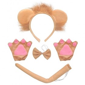 MIVAIUN 4 Pièces Accessoires de Déguisement Lion,Déguisement dAnimaux Costumes,Kit de Décoration de Fête de La Jungle,Kit de