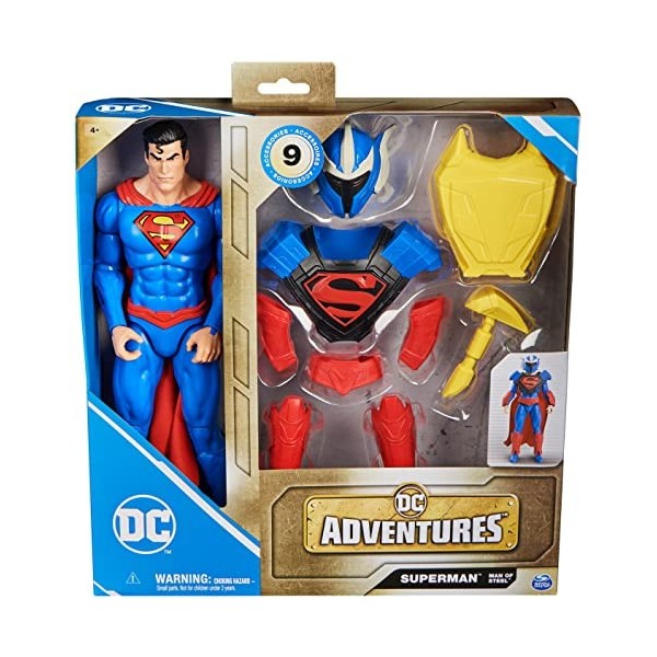 DC UNIVERSE DC COMICS - Pack Figurine Superman 30 Cm + Accessoires Justice League - Figurine Superman Articulée 30 cm - Créez
