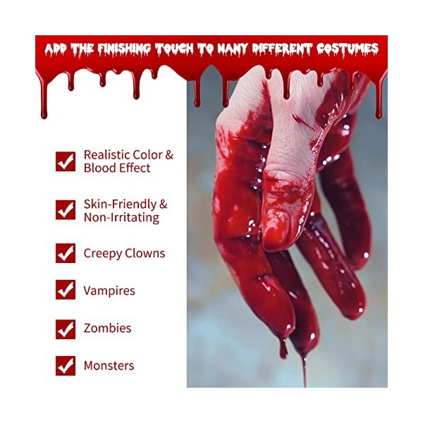 Spray de maquillage Bloody Mary - 28,3 g - Sang de zombie vampire pour déguisements, sang liquide lavable pour Halloween pour