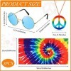 3 Pièces Ensemble de Costume Hippie Inclure Collier de Signe de Paix Arc-en-Ciel Bandeau Hippie Tie-Dye et Lunettes de Soleil