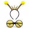 AYNKH Ensemble bandeau et lunettes abeille antenne bandeau coccinelle bandeau avec papillon abeille lunettes de soleil jaune 