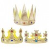 VIKSAUN 3 Pièces Couronne roi pour enfants, couronne princesse Étanche Fête Enfant Chapeau avec Gem, Non-tissé Prince Crown, 