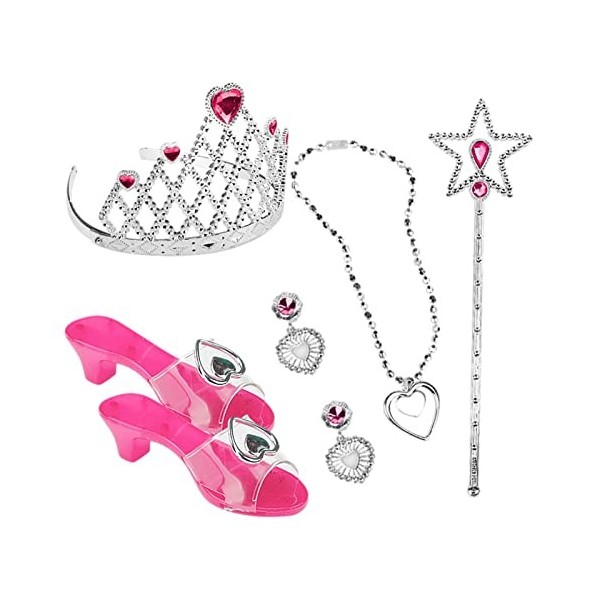 JINGAN Princesse costumée | Chaussures habillées et Bijoux pour Petites Filles | Accessoires Jeu rôle Couronne, Chaussures, C