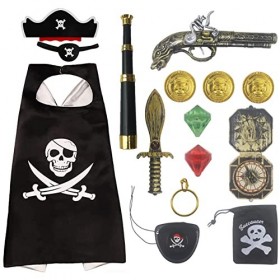 Udekit Dessin Animé Pirate Capes Jouet Ensemble Pour Enfants Halloween Carnaval Le Thème De La Fête Déguisements Accessoire 1