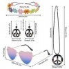 UYUYong Hippie Costume Set Rétro Deguisement hippie Hippie Accessoires Lunettes de Soleil Bandeau Hippie Boucles doreilles C