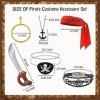 Déguisement Pirate Unisexe Accessoires Pirate, Accessoires de Costume de Pirate avec Cache Oeil Pirate, Epee Pirate, Bandeau 