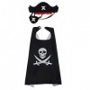 Nv Wang Costume de Pirate Pour Enfants,Enfants Capes Dhalloween Chapeau de Cape de Pirate Cache-œil de Pirate pour Enfants H