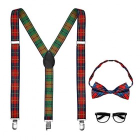 Widmann 68551 – Costume de nerd, 3 pièces, bretelles, nœud papillon et lunettes, collège élève, écolière, accessoires, carnav