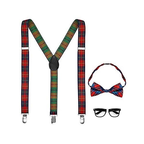 Widmann 68551 – Costume de nerd, 3 pièces, bretelles, nœud papillon et lunettes, collège élève, écolière, accessoires, carnav