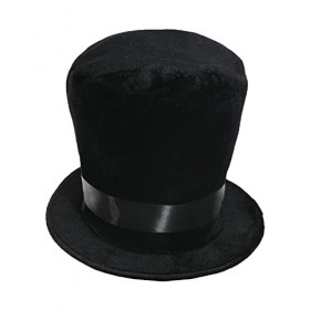 Chapeau haut de forme victorien pour enfant – Lot de 1 – Chapeau haut de forme en peluche noire douce de 55 cm avec bande en 