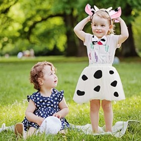 Fennoral 5pcs Vache Costume Ensemble Carnaval Vache Costume Vache Costume pour Filles-Vache Cornes Bandeau Noeud Papillon Que
