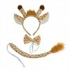 3 Kit de Costume Animal Serre-tête，Bandeau Girafe，Girafe avec Oreilles Queue Nœud Papillon，Cosplay Accessoires de Fête pour E