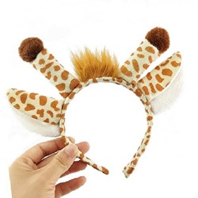 3 Kit de Costume Animal Serre-tête，Bandeau Girafe，Girafe avec Oreilles Queue Nœud Papillon，Cosplay Accessoires de Fête pour E