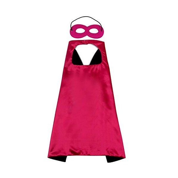 CHUANGOU Enfants Capes Masque Capes de Héros Halloween Fête Accessoires Cadeau Filles Garçons 70 * 70cm , Rose Rouge 0 mois