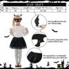 Fennoral 4pc Costume de Chauve-Souris pour Filles Costume de chauve-souris pour Halloween Costume de vampire pour fille Masqu