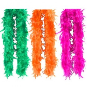 URFEDA 2 Mètres Boa de Plumes, Boa en Plumes de Dindon Accessoire de Déguisement, Foulard à Plumes, Boa de Carnaval, Écharpe 