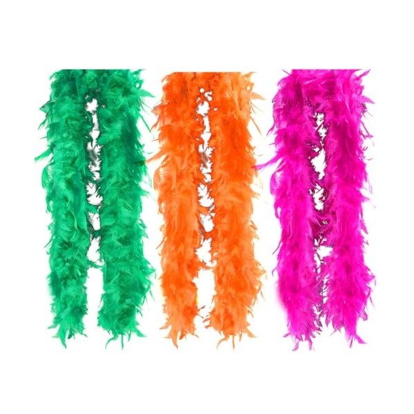 URFEDA 2 Mètres Boa de Plumes, Boa en Plumes de Dindon Accessoire de Déguisement, Foulard à Plumes, Boa de Carnaval, Écharpe 