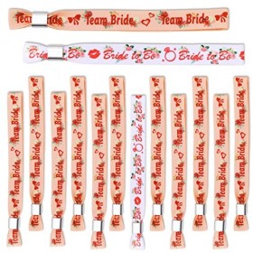 DPKOW Florale Bracelets de Fête EVJF Accessoire, 12 Team Bride Bracelets, 2 Bride to Be Bracelets, Ajustables Bracelets pour 