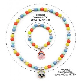 TSHAOUN 6 Pcs Collier Bracelet Filles, Bracelet Collier de Perles Enfants Bracelet de Collier de Style Arc-en-Ciel de Chat de