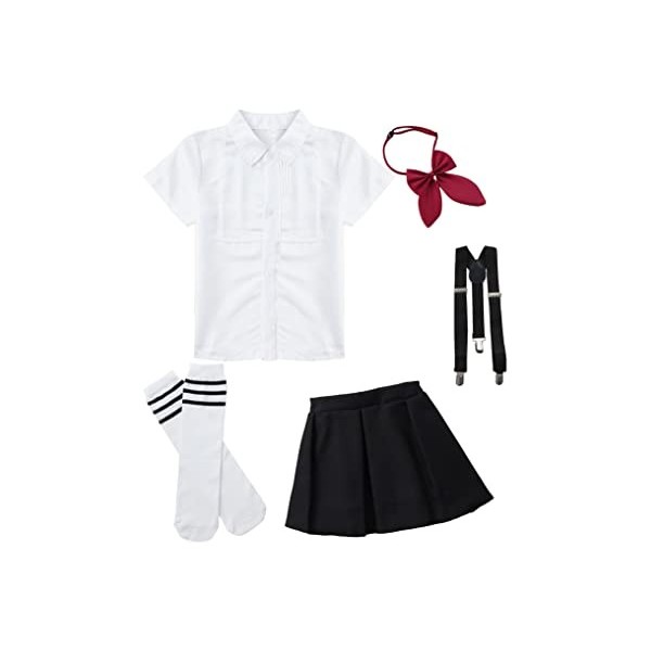 YUUMIN Enfant Fille Costume de Marin Uniforme Scolaire Anime Cosplay Déguisement Écolière Japonaise Ensemble Robe & Accessoir