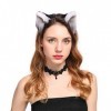 Doeheah Oreille de Chat Serre Tete Chat Bandeau Accessoires Cheveux de Déguisement pour Femmes Filles Fête Halloween Annivers