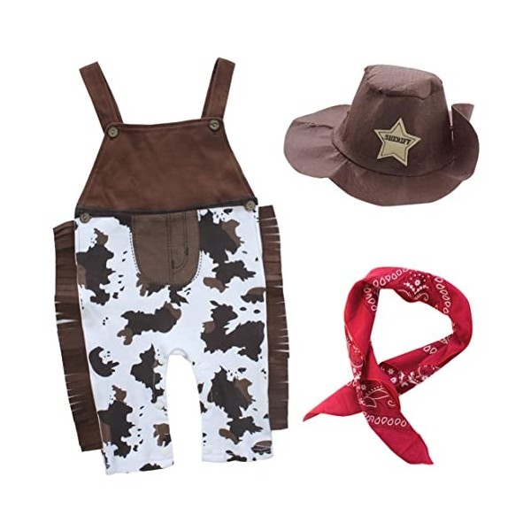 IEFIEL 3pcs Déguisement de Cowboy Enfant Ensembles Cowboy Accessoire Photo Set Bébé Garçon Costume Halloween Mascarade Carnav