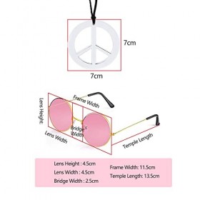 VIKSAUN 5 Pièces Ensemble de Costume Hippie, Accessoires Hippie,Collier de Signe de Paix Boucles doreilles Bandeau de Tourne