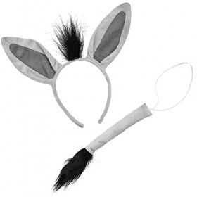 Balinco Costume âne Set animal composé de serre-tête & queue, accessoires de fête, déguisement JGA, carnaval, fête à thème, f