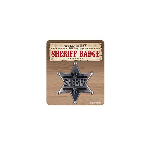 HENBRANDT Badge de shérif adulte de 5,5 cm - Badge de police, de shérif, de cowboy, de détective Wild West - Accessoire de dé