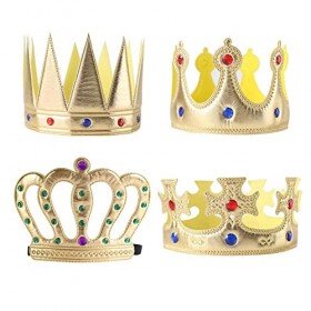 MIVAIUN 4 Pièces Couronne de Roi Chapeau de Fête Couronne de Reine Couronne Danniversaire Couronne de Fête Accessoire de Cos