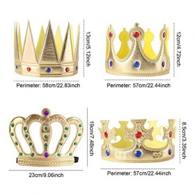 MIVAIUN 4 Pièces Couronne de Roi Chapeau de Fête Couronne de Reine Couronne Danniversaire Couronne de Fête Accessoire de Cos