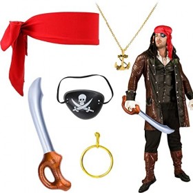 Costume Pirate Accessoire,Accessoires de Costume de Pirate,Jeux dAccessoires de Costume de Pirate,avec Foulard de Pirate,Bou